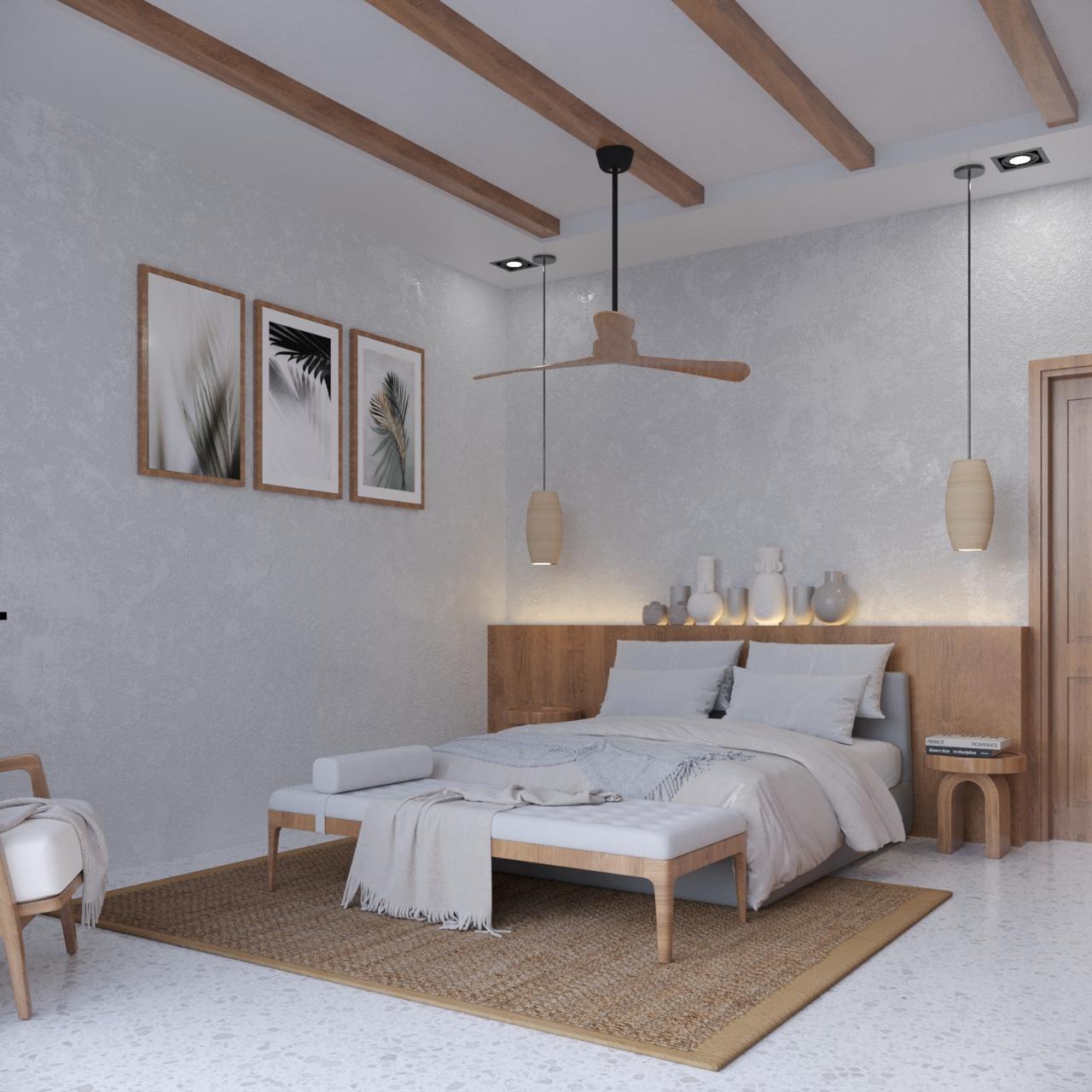 Surfside Getaway — principal bedroom with exposed beams